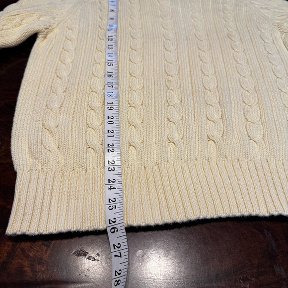 John Horan Vintage Men’s Butter Yellow Cable Knit 100% Cotton Sweater Sz XL - Picture 6 of 7